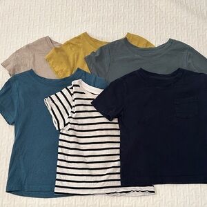 H&M Kids' Short Sleeve T-Shirt Collection - Navy, Teal, Mustard, Striped